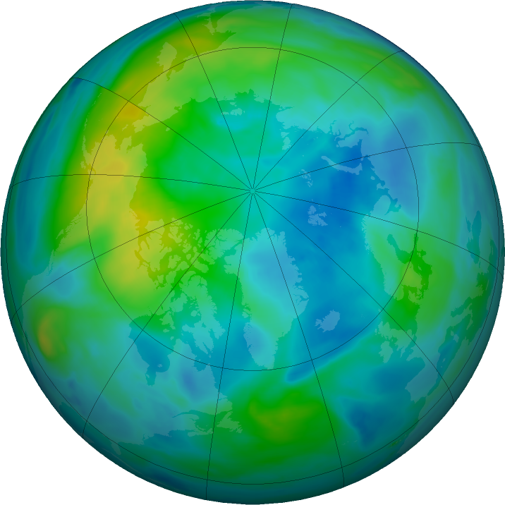 Arctic ozone map for 12 October 2021